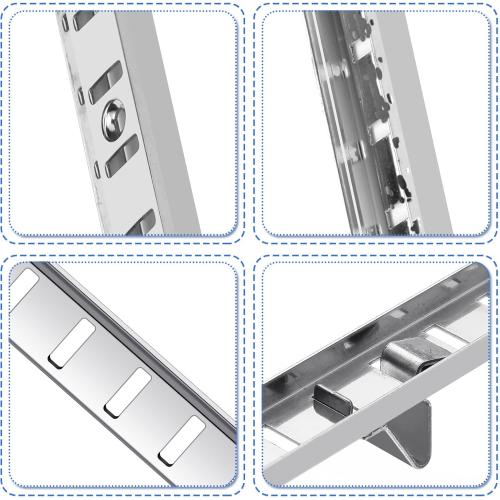 12 Pcs 36 Inch Shelf Pilaster Metal Mortise Mount Pilaster Strip Adjustable Shelf Standards for Wall Shelving System Closet Organization Storage, Silver (Silver)