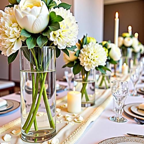 Size  -4, 6, 8,10 48 Pack Clear Glass Cylinder Vases for Centerpieces - Different Sizes Floating Candle Vases Holder -4, 6, 8,10 Hight Perfect for Weddings and Events