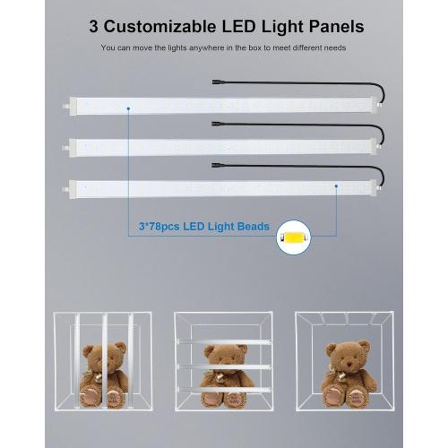 PULUZ 32x32 Light Box Photography, Large Photo Light Box with 3 Stepless Dimming Light Panel, 234 LED Beads, Professional Photo Booth Shooting Tent Kit with 4 Color Backdrops for Product Photography