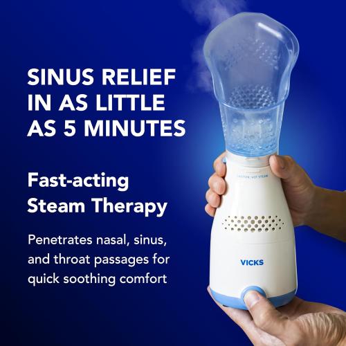 Vicks Sinus Inhaler - Non-Medicated Steam Relief for Allergies, Congestion, Cough & Colds, Vocal Steamer, Soothes Nasal & Throat Passages, Works with VapoPads (1 Included)