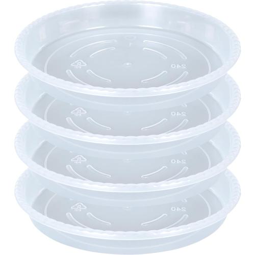 OVZILKI Plant Saucer 4 Pack of 16 inch, Clear Plastic Flower Plant Pot Saucer, Heavy Duty Plant Drip Trays Saucers for Indoor, Plant Water Tray for Planters