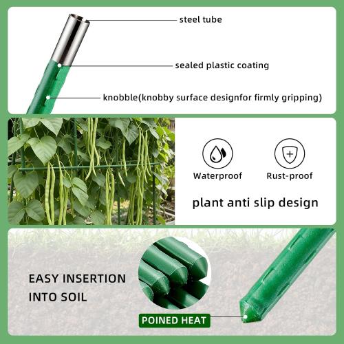 Garden Plant Stakes 58inch (Approx 5FT) 50 Pack Tomato Stakes, Sturdy Tomato Stakes Plastic Coated Metal Plant Supports Plant Support Sticks for Gardening (5FT-50 Pack)