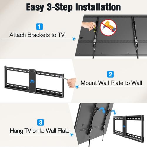 Mounting Dream UL Listed TV Mount for Most 37-75 Inch TV, Universal Tilt TV Wall Mount Fit 16, 18, 24 Stud with Loading Capacity 132lbs, Max Vesa 600 x 400mm, Low Profile Flat Wall Mount Bracket