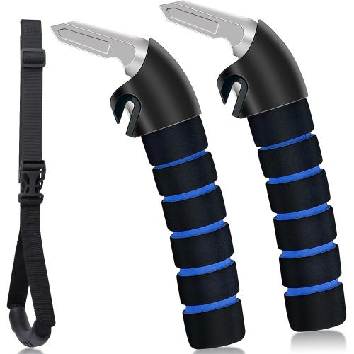 Car Handle Assist for Elderly - Car Door Handle for Elderly & Seniors & Handicap - Multifunction Car Armrest Portable Bar（2Pack Blue and Strap）