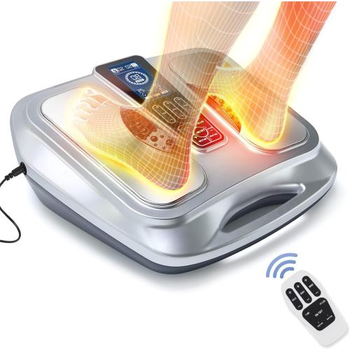 OSITO Foot Circulation Stimulator with Heat, FSA or HSA Eligible, EMS Foot Massager for Neuropathy Pain Relief Feet Massager with 8 TENS Unit Pads, Silver