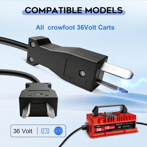 18 Amp 36 Volt Golf Carts Battery Charger for EZGO & Yamaha with Crowfoot Plug