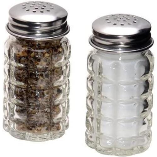 Retro Style Salt and Pepper Shakers with Stainless Tops (2)