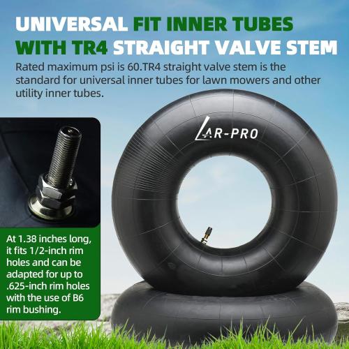 AR-PRO (2 Packs 20x8.00-8, 20x8-8, 20x10.00-8, 20x10-8 Inner Tube Replacement with TR-4 Straight Valve Stem for Mower/Tractor/Golf Cart/Garden Trailer and More
