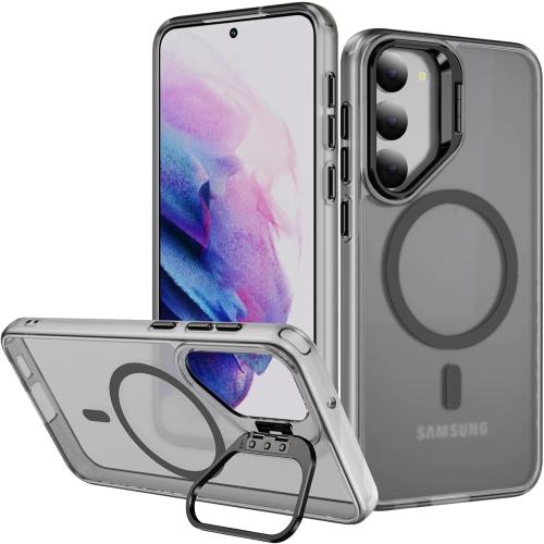 for Samsung Galaxy S25 Plus Case with Magnetic Compatible with MagSafe Built-in Kickstand Stand Shockproof Protective Cover for Galaxy S25  Plus Phone Case (Grey)