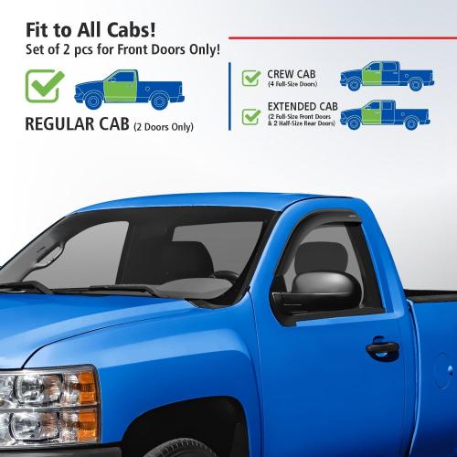 Goodyear Shatterproof Window Deflectors for Chevrolet (Chevy) Silverado/GMC Sierra 2007-2013 Regular Cab, Tape-on Rain Guards, Window Visors, Vent Deflector, Vent Visor,Truck Accessories 2pcs-GY003101