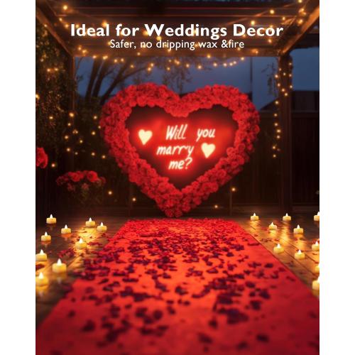 Homemory Rose Petals and Candles Set for Romantic Decorations Special Night, 2000 Pcs Red Rose Petals with 30Pcs LED Heart Candles Lights for Proposal, Anniversary, Birthday, Wedding Decor