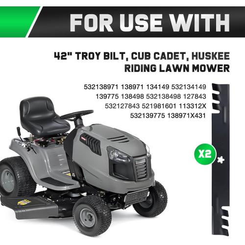 42 Inch Mower Mulching Blades for 134149 138971 Craftsman LT2000 LT1000 Poulan Pro Husqvarna 42 Deck Riding Lawn Mower Replace 532138971 532134149 138498 5-Point Star (2 Pack)