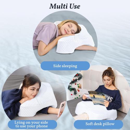 SAHEYER Side Sleeper Pillow with Arm Hole, Memory Foam Shoulder Pillow, Multi-Angle Armholes Pillow for Many Sleeping Positions, Ergonomic Support Pillow for Neck (White)