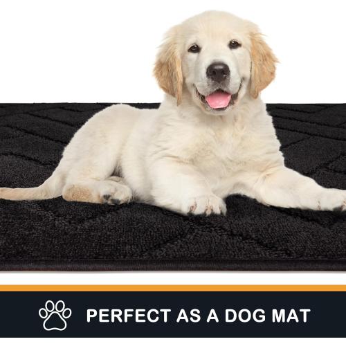 PURRUGS Dirt Trapping Door Mat 32 x 70, Non-Slip Machine Washable Entry Rug, Shoe Scraper, Dog Doormat, Super Absorbent Welcome Mat for Front & Back Door, Muddy Wet Shoes & Paws, Black