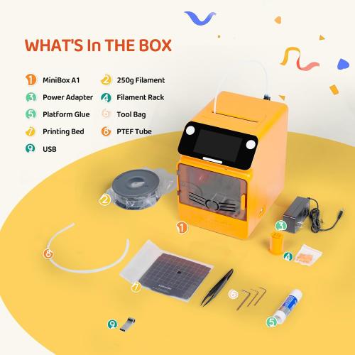 Kidoodle Mini 3D Printer for Kids & Beginners, 600mm/s High Speed Printing, Auto-Leveling/Child-Safe Design/5 Touch Screen, Pre-Assembled with Wi-Fi/App Control, Easy Setup for Home/School