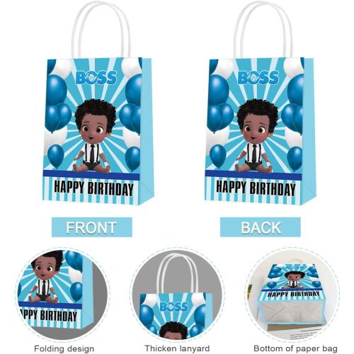 Theme Party Bags, Unique Pattern Goodie Bags for Boys Girls Kids Boss Boys Party Supplies, Most Special Design Gift Bags Sturdy Extra Thick with Handle(16PCS)