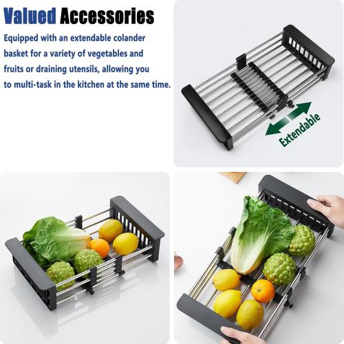 Size 36x22 Black Drop In Kitchen Sink and Faucet Combo Set - 36 Inch Black Stainless Steel Top Mount Kitchen Sink with Faucet, 10 Inch Deep Single Bowl Drop-in Sinks with Accessories