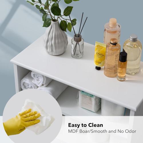 35 Bathroom Floor Cabinet with Doors - Freestanding Storage Cabinet for Bathroom, Laundry Room & Kitchen, Adjustable Shelves, Scratch-Resistant White Finish (22x11x35.8 Inch)