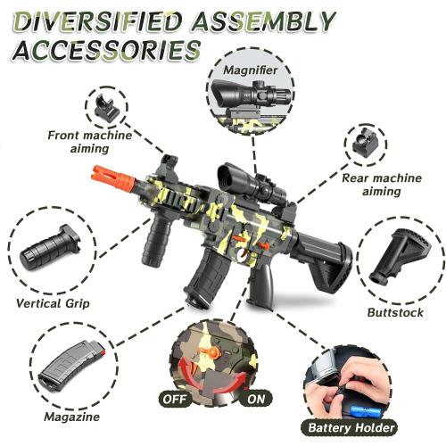 BYTEWAR Soft Bullets Toys Guns for Boys,M416 Foam Blaster Gun,Electric Sniper Rifle with Scope 40 Darts 2 Magazines,Full auto Gun for Kids Ages 6-12 Years Old,Gifts for Adult, Camouflage, M416-905B