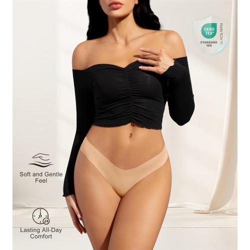 Size XS...DEANGELMON ..7 PackWomen Seamless Bikini Cheeky Underwear Invisible No Show Panties V-Waist Hipster Ladies Soft Stretch Multi Pack