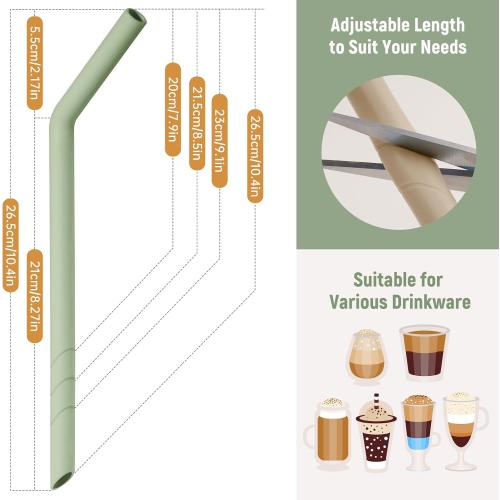 NiHome 6 PCS Extra Wide Reusable Bent Silicone Straws for Boba & Smoothies