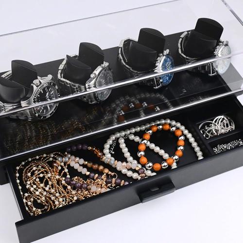 Storage Boxes Storage Boxes Elegant Wood Watch Display Box Functional Wood Watch Organizers for Four Watches Men's Watch Display Case