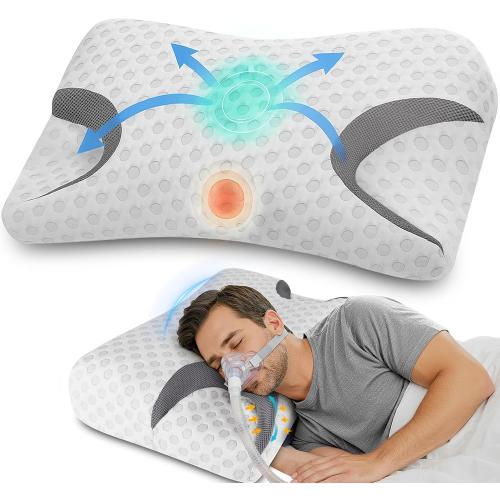 IKSTAR CPAP Pillow for Side Sleepers – Fits All CPAP Mask Types – Adjustable Memory Foam with Contoured Cutouts for Side, Back & Stomach Sleepers – Reduces Air Leaks & Mask Pressure a Better Sleep