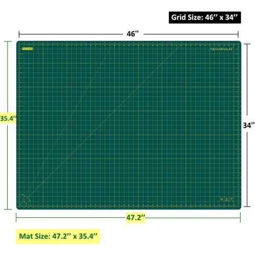 NEWBRAUG 36'' × 48'' Large Self Healing Cutting Double Sided 5-Ply Mat, Big Cutting Board for Rotary Cutting, Quilting, Sewing, Craft, Fabric & Scrapbooking(Green/Black)