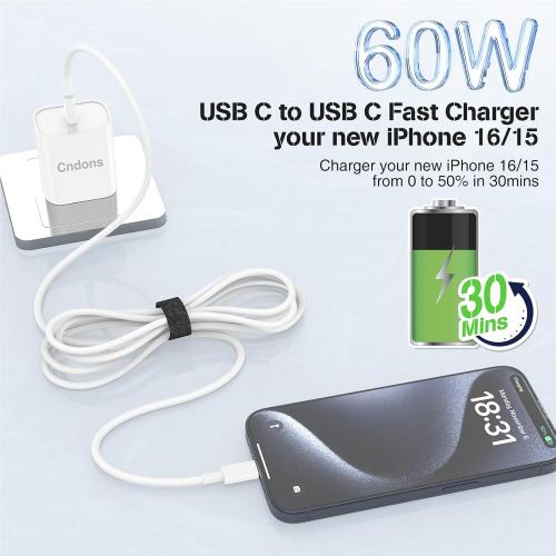 Fast Charger for iPhone 17 16 15 Charger 3Pack, 6 6 10ft USB-C to USBC Cable Cord &20W Type C Block Fast Charging for iPhone 17/16/15 Pro Max,Pro,Plus,16e,17 Air, iPad Pro/Air/Mini