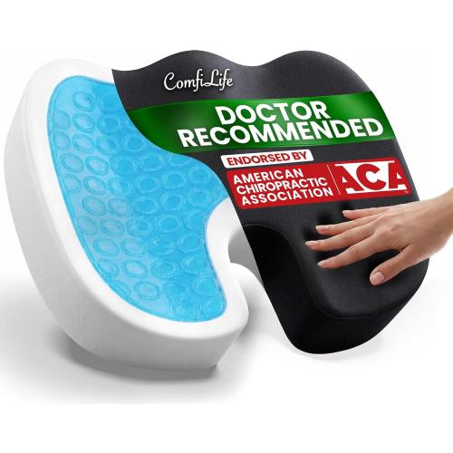 ComfiLife Doctor Recommended Seat Cushion - Premium Gel & Memory Foam Office Chair, Car Seat, Lifting Cushion - Chair Cushions for Back & Sciatica Relief - Seat Cushions for Office & Desk (Black)