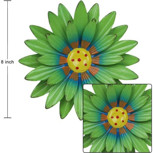 hogardeck Metal Flower Wall Decor for Indoor Outdoor, Kitchen Decor Floral Metal Wall Art, Wall Decor for Bathroom, Living Room, Porch, Garden, Yard, Backyard （6 Pcs 8'' ）