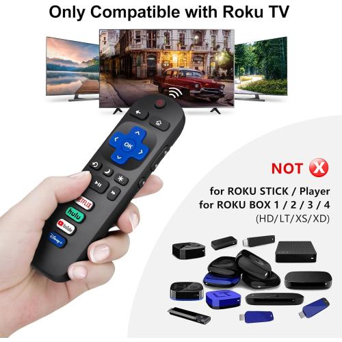 (Pack of 2) Replacement Remote Control Only for Roku TV, Compatible for TCL Roku/Hisense Roku/Onn Roku/Sharp Roku/Element Roku/Westinghouse Roku/Philips Roku Smart TVs (Not for Roku Stick and Box)
