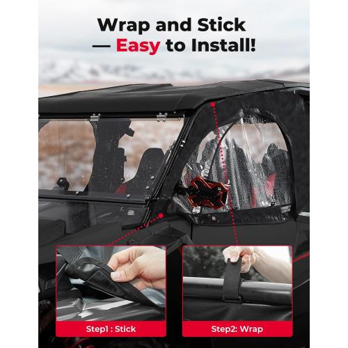 KEMIMOTO 2024 2025 2026 XP 1000 Soft Cab Enclosure with YKK Zipper Compatible with Polaris RZR XP 1000 2 2024 2025  Side Upper Door Window Water-resistant Cab Enclosure Upper Windshield Accessories