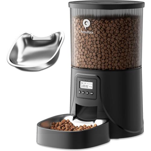 Automatic Cat Feeder: 4L Timed Cats Food Dispenser Programmable 1-6 Meal for Cat and Small Medium Dog- Auto Pet Feeder Easy to Set Up Dual Power Supply with Desiccant Bag| Detachable Washable