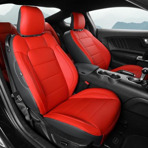 GIANT PANDA Customized Full Set Car Seat Covers Fit Ford Mustang Coupe Hardtop 2015 2016 2017 2018 2019 2020 2021 2022 2023 2024 2025 2026- (Black Red)