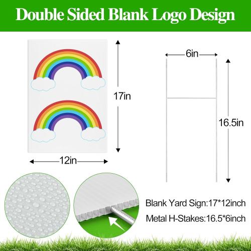 10 Pack White Plastic Yard Signs with Stakes, 17x12 Inch Blank Lawn Signs for Outdoor DIY Guidepost Birthday & Garage Sales