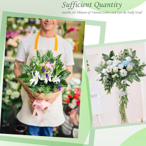 XONOR Artificial Silk Leaf Fern - Artificial Fern Leaves Stem Faux Greenery Plant for Cemetery Grave Headstone Wedding Home Garden Decoration (100Pcs, Dark Green)