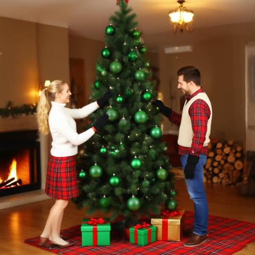 24ct Mini Christmas Balls Ornaments for Xmas Christmas Tree - Small Shatterproof Decor Hanging Ball for Holiday Wedding Party Decoration 1.18 Inch/30mm, Green