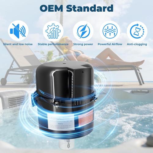 6315141 Silencer Spa Blower 1.5 HP 120 Volt 7.3 Amps Replacement for Air Supply, for use with 2 inch Plumbing, Quiet and Shock-Absorbing, Easy Installation, for Pool Hot Tub & Spa