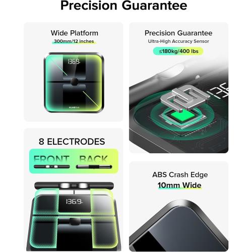 RunStar Scale for Body Weight and Fat, Full-Body Bathroom Scale with 8 Electrodes for BMI, Muscle Mass, High-Accuracy Body Composition Monitor with 28 Metrics & App Connectivity, 3-Metric Display