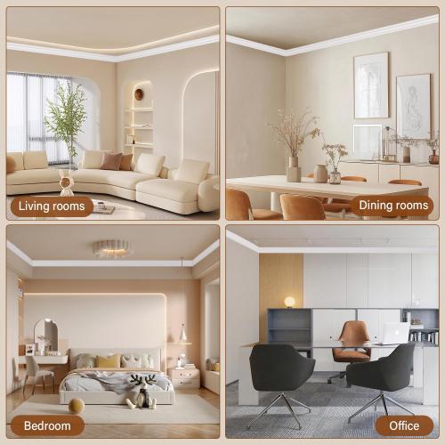 White 40Ft 10-Pack Ceiling Crown Molding Trim，Crown Molding Total Length 40 Ft，Lightweight High-Impact Polystyrene Decorative Ceiling Moulding，Ceiling Trim- Installed with Glue, White