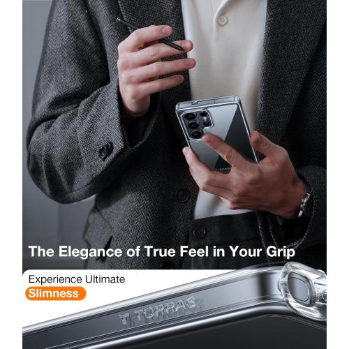 TORRAS Shockproof for Samsung Galaxy S25 Ultra Case, [Non-Yellowing] [12FT Military-Grade Protection] Transparent Slim Case for Samsung S25 Ultra Case, Diamond Clear, Hard, 6.9'' Guardian Series