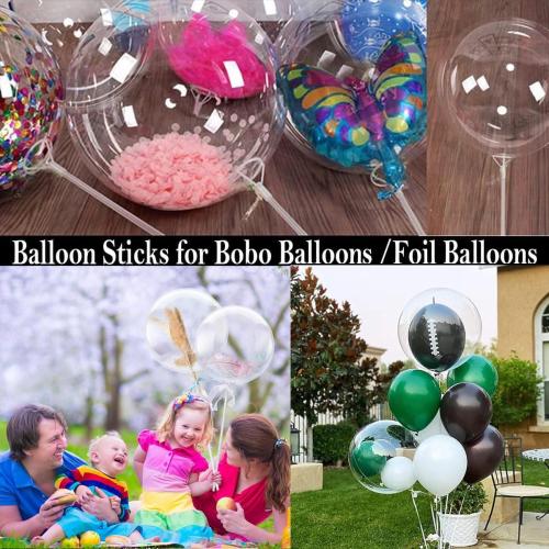 32 Sets Large Balloon Sticks with Big Cups, 15in Thickened Long Clear Bobo Balloon Holders for Anniversary Birthday Graduation Wedding Party Decorations