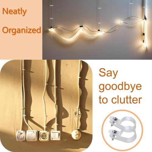 60 Pack 1/4 in Rope Light Clips p-Style Mounting Clips Plastic Cable Clamps for Wire Management(White-60p, 1/4)