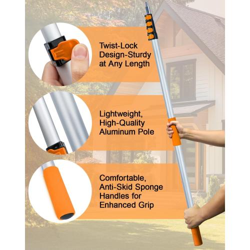 Light Bulb Changer Pole Kit 3 FT to 20 FT Telescoping Extension Pole with 2 Baskets and Suction Cup for High Ceilings and Recessed Lights Lightbulb Tool Removal Changing