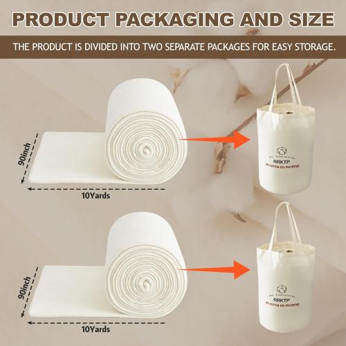 RRKTP Cotton Quilt Batting by The Roll,80/20 Cotton/Polyester Blend Batting for Quilting,Warm Soft Natural Batting for Sewing,Stuffing for Crafts Handmade Quilts&Sewing Project 90 X 20 Yard