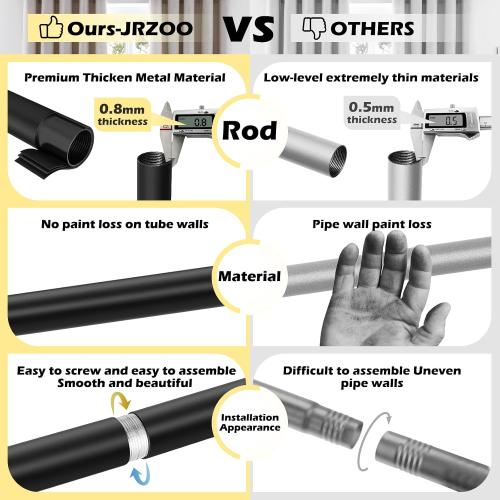 Black Curtain Rods 28 to 48 Inches(2.3-4 Feet),5/8 inch Splicing Drapery Rods,Small Curtain Rods Set,Size: 18''-45'',Matte Black