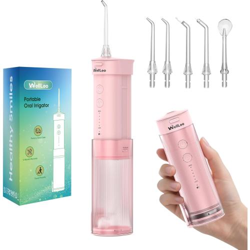 Mini Water Flosser for Teeth,Travel Dental Flosser Picks, Portable Oral Irrigator with Telescopic Water Tank, 5 Modes IPX7 Waterproof Tooth Flosser for Brace, Sensitive Teeth, with Storage Bag