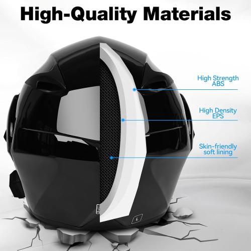 Motorcycle Bluetooth Modular Helmet, DOT Approved Dual Visor Full Face Flip Up Bluetooth Integrated Motorcycle Helmet for Adults Men and Women