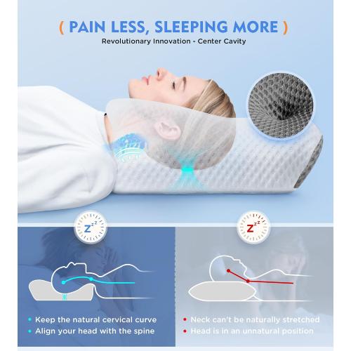 Osteo Cervical Pillow for Neck Pain Relief, Hollow Design Odorless Memory Foam Pillows with Cooling Case, Adjustable Orthopedic Bed Pillow for Sleeping, Support for Side Back Sleepers